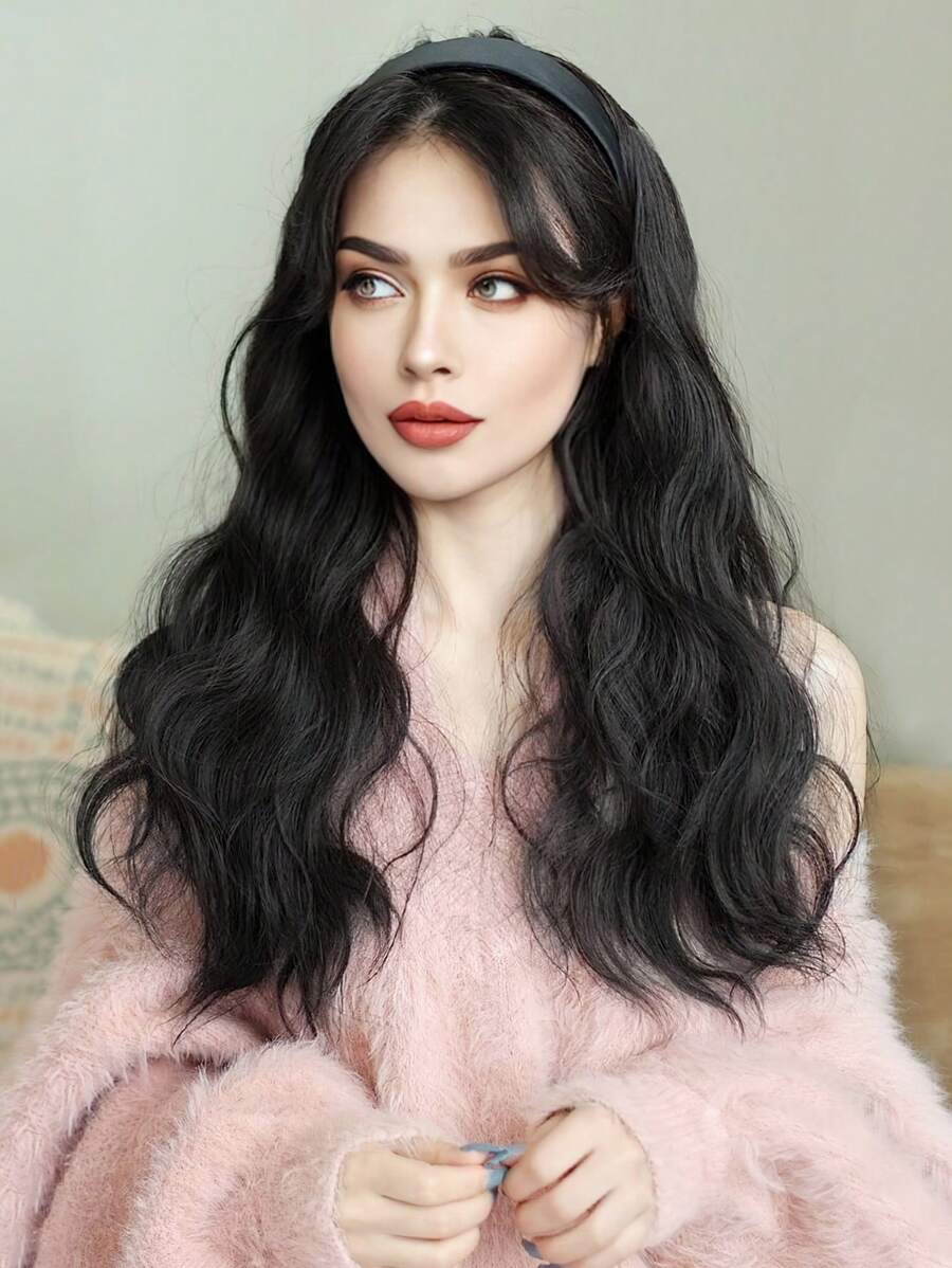 SHEIN شعر مستعار 22 بوصة بخصل قابلة للإزالة شبه طبيعي