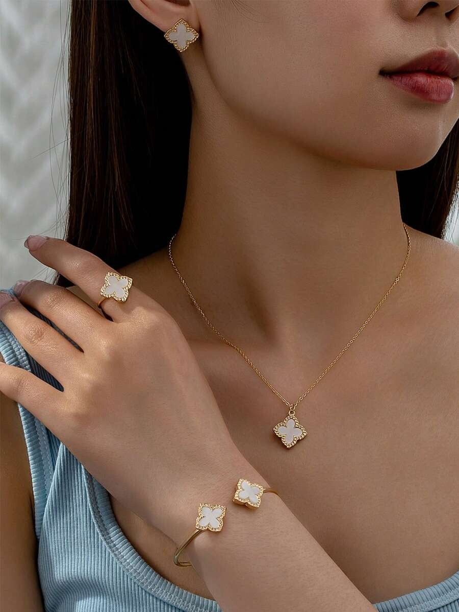 SHEIN طقم مجوهرات أنيق بتصميم أوراق الزهور