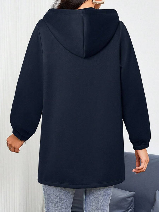SHEIN INAWLY سويرت نسائي محلي بقبعة وأكمام طويلة