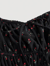 SHEIN MOD فستان مطبوع بكسرات وربطة على الكتف