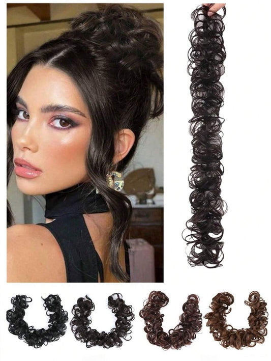 SHEIN ملحق بشعر الكعكة الفوضوية موجي اصطناعي بأربطة مطاطية