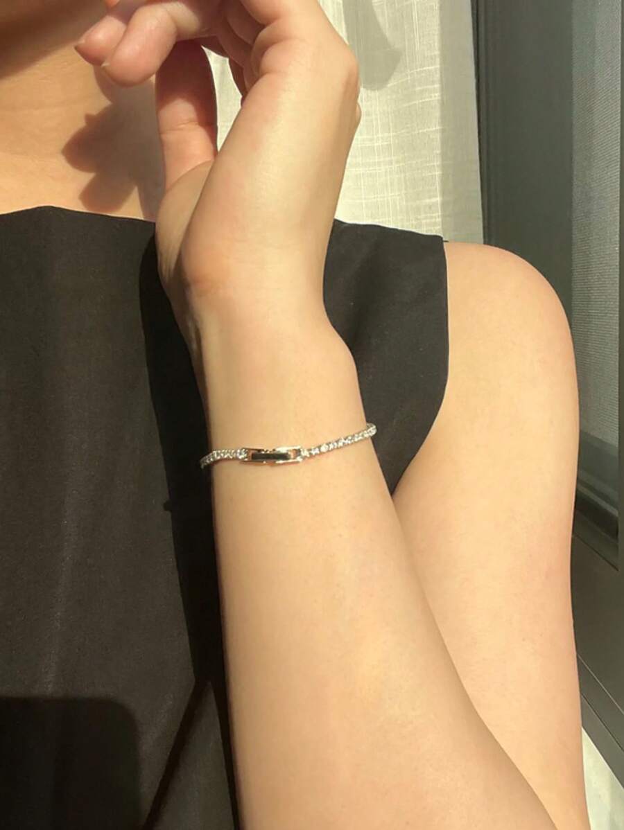 SHEIN سوار تنس كلاسيكي أنيق مرصع بماسة