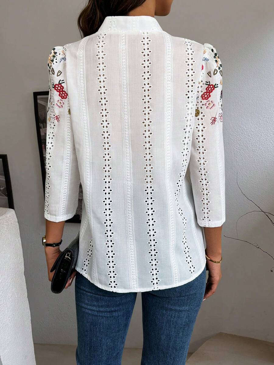 SHEIN Clasi قميص بطبعة زهور وأكمام طويلة