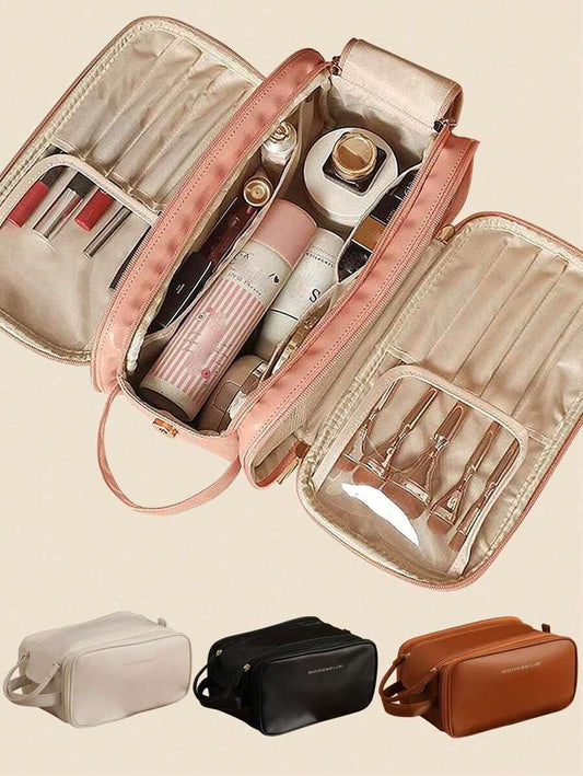 SHEIN حقيبة مكياج بيج كبيرة للتخزين