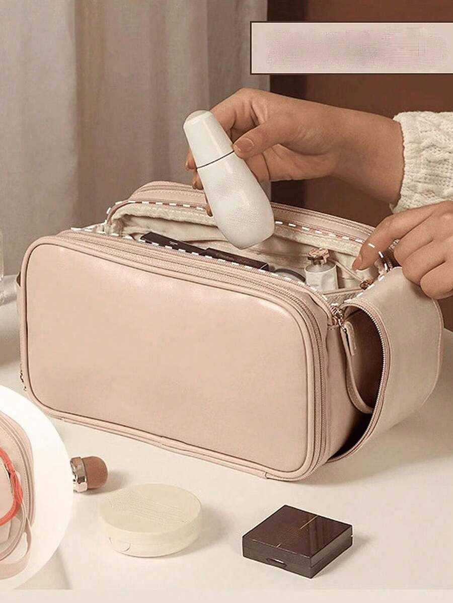 SHEIN حقيبة مكياج بيج كبيرة للتخزين