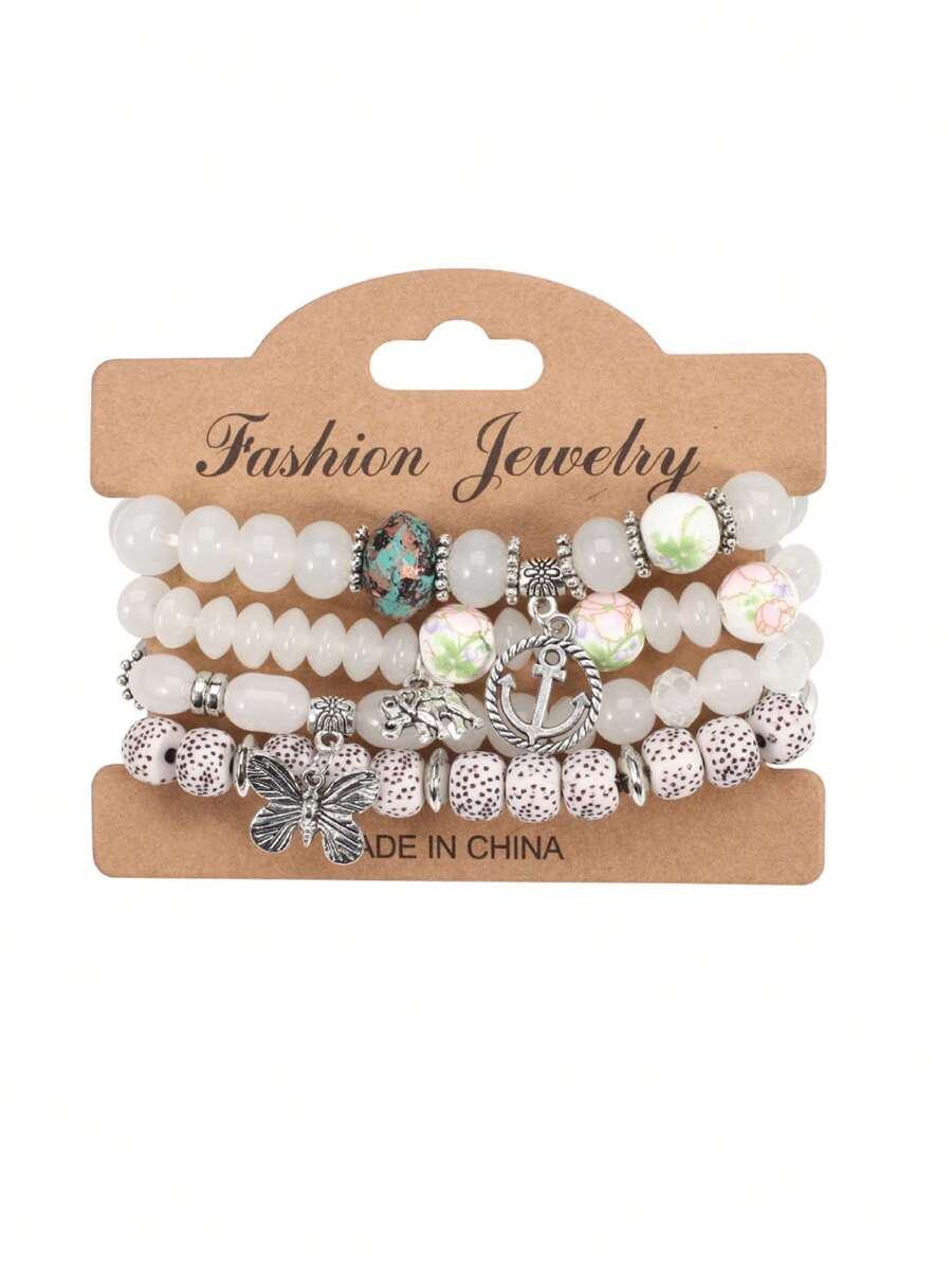 SHEIN سوار بوهيمي مع تعليقات فراشة وقارب ومرساة وفيل