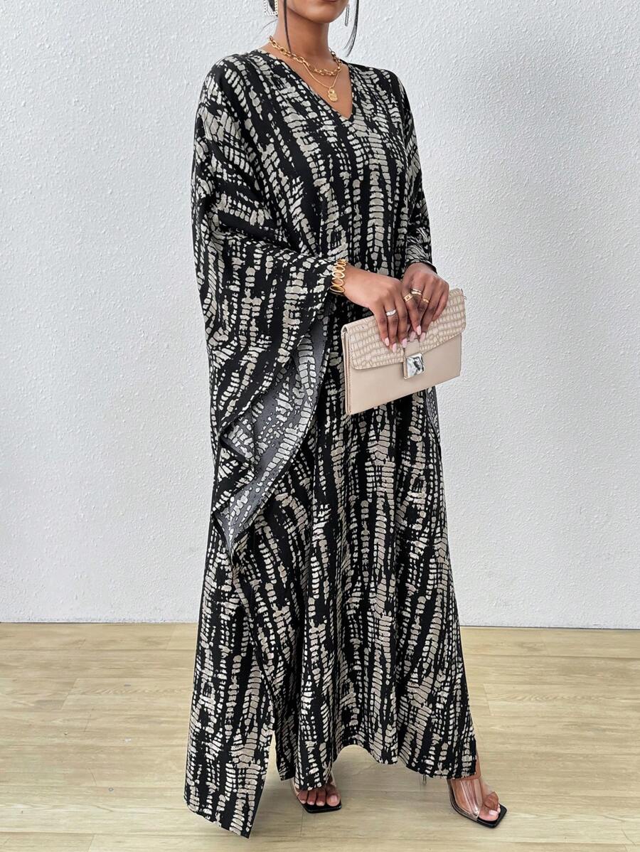 SHEIN Clasi فستان شيفون طويل بأكمام خفافيش وشق أنيق
