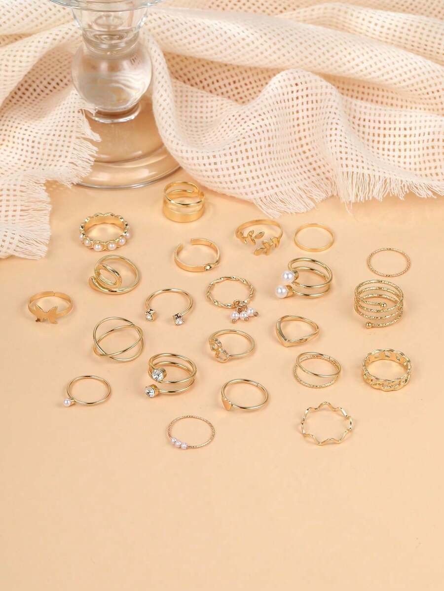 SHEIN مجموعة خواتم بتصاميم متنوعة