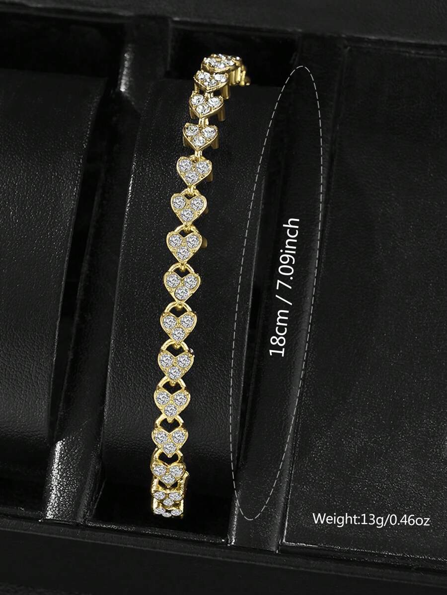 SHEIN طقم ساعة نسائية كوارتز مع عقد ذهبي حزام مرصع