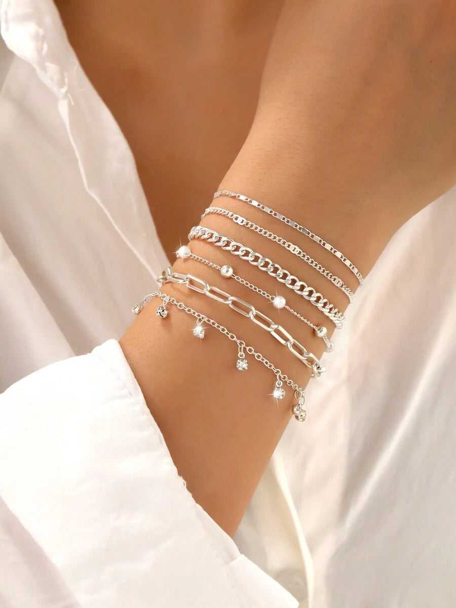 SHEIN مجموعة أساور نسائية أنيقة 6 قطع
