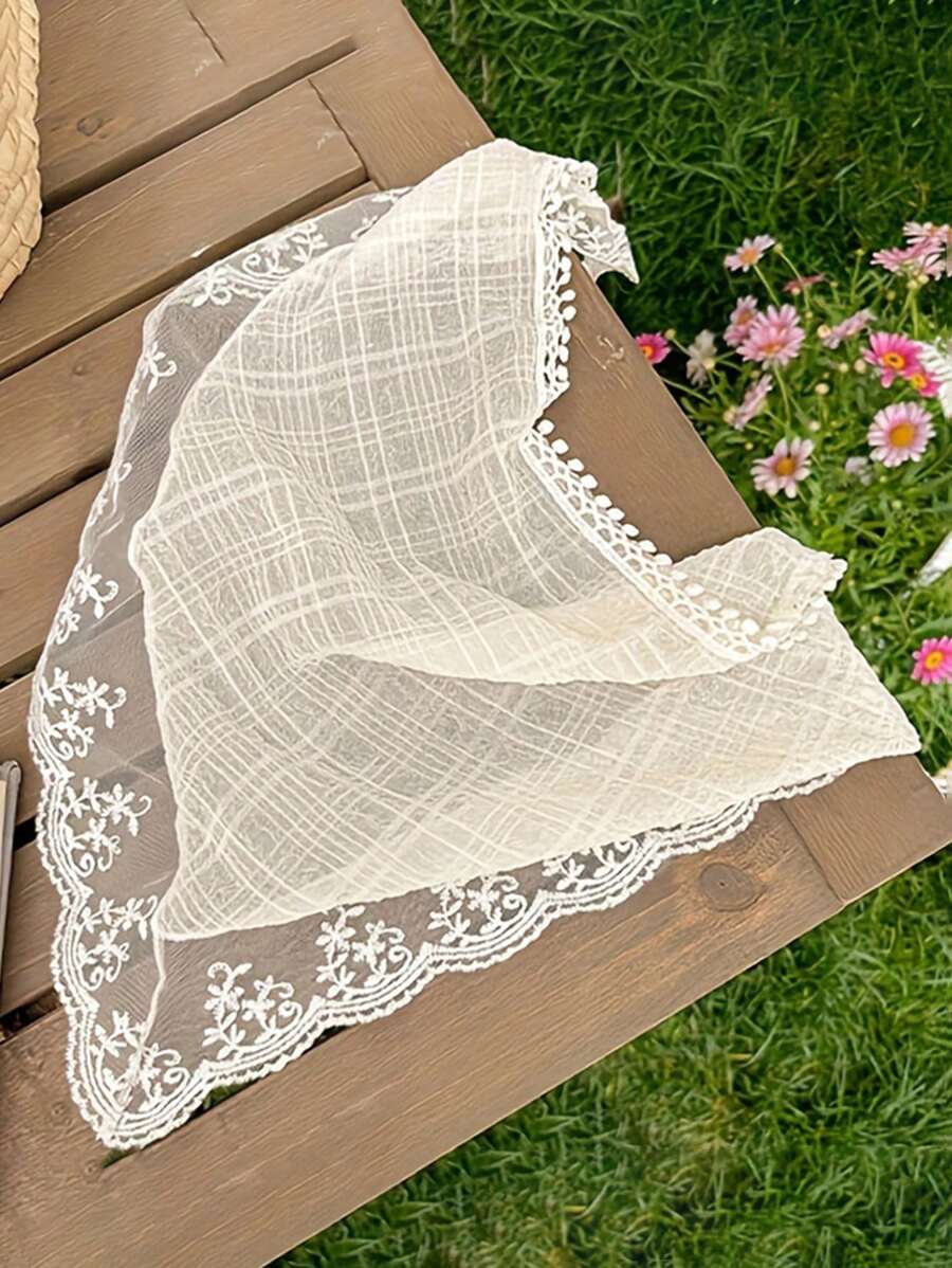 SHEIN وشاح رأس دانتيل فرنسي أنيق