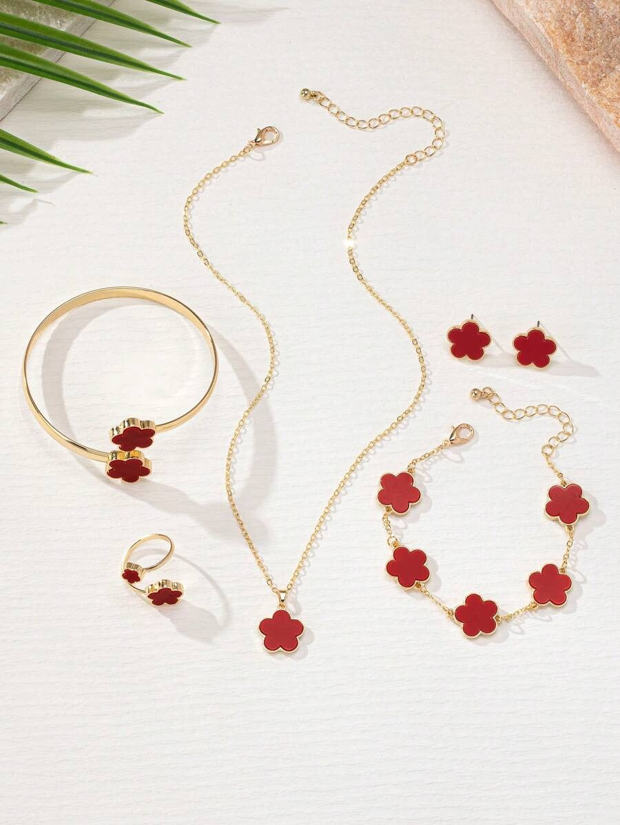 SHEIN مجموعة مجوهرات على شكل وردة