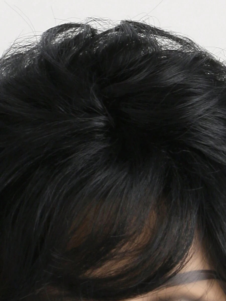 SHEIN باروكة قصيرة سوداء مجعدة 12 بوصة مع غرة