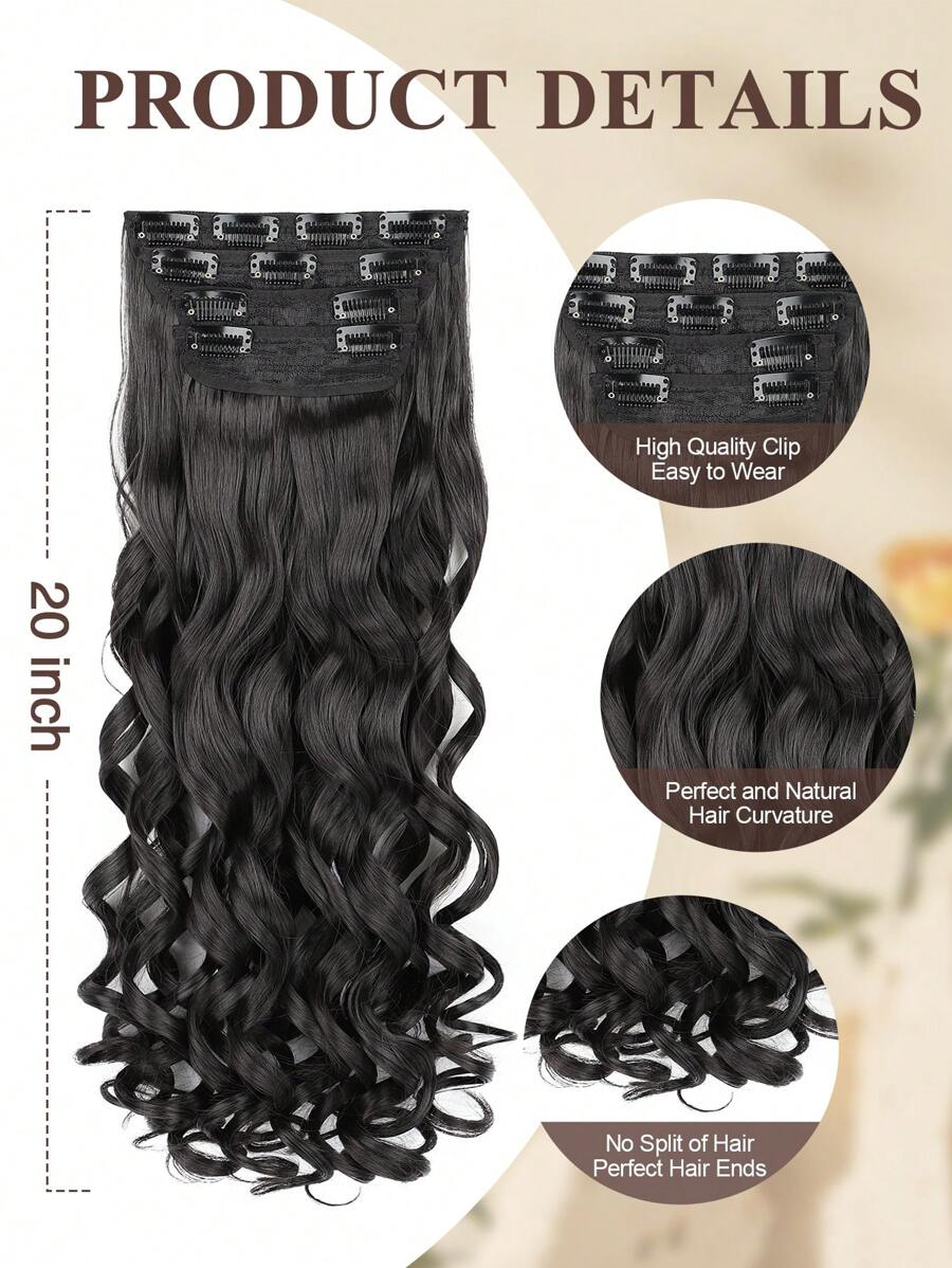 SHEIN إضافة رزمة شعر أسود مجعد 20 بوصة مكون من 4 جهات