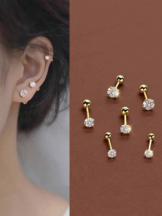 SHEIN مجموعة 6 قطع أقراط نسائية من الفولاذ المقاوم للصدأ