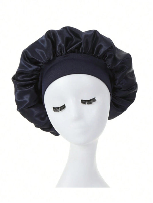 SHEIN قبعة ساتان واسعة الحافة لحماية الشعر أثناء النوم