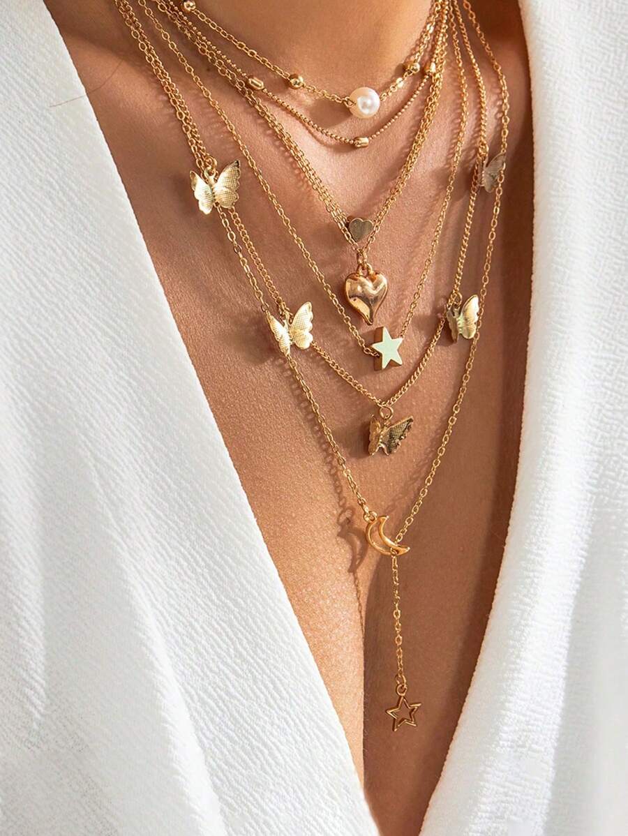 SHEIN مجموعة 12 أساور متعددة الطبقات بزخارف متنوعة