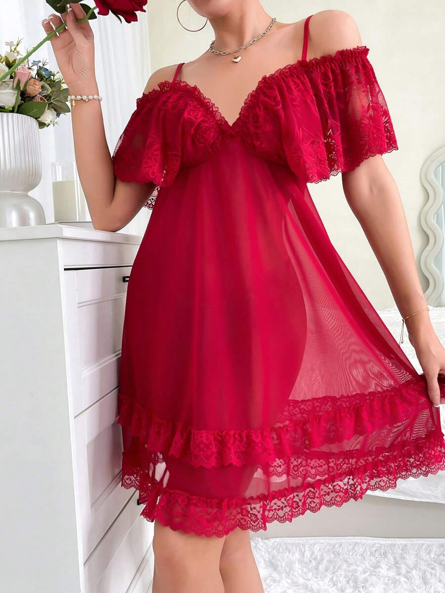 SHEIN Slumberist فستان نوم من الشمواه والدانتيل