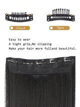 SHEIN شعر اصطناعي مستقيم طويل ب 5 مشابك