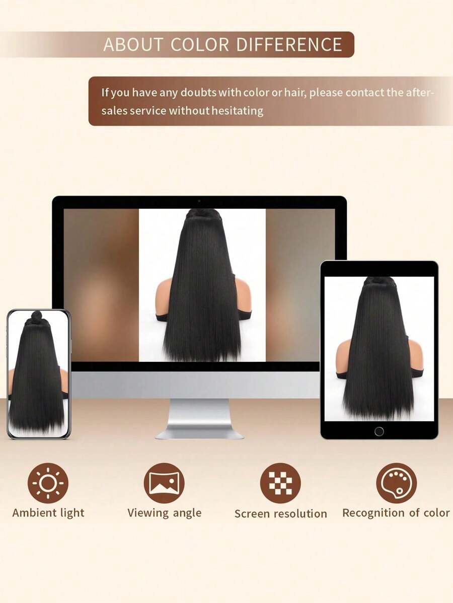 SHEIN شعر اصطناعي مستقيم طويل ب 5 مشابك