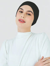 SHEIN حجاب أسود مطاطي بقبعة توربان وحافة عريضة