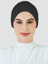 SHEIN حجاب أسود مطاطي بقبعة توربان وحافة عريضة