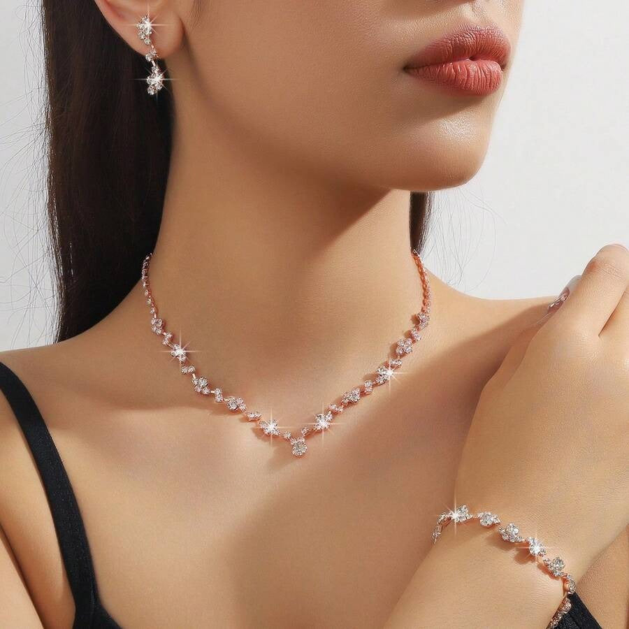 SHEIN مجموعة مجوهرات أنيقة مكونة من 4 قطع