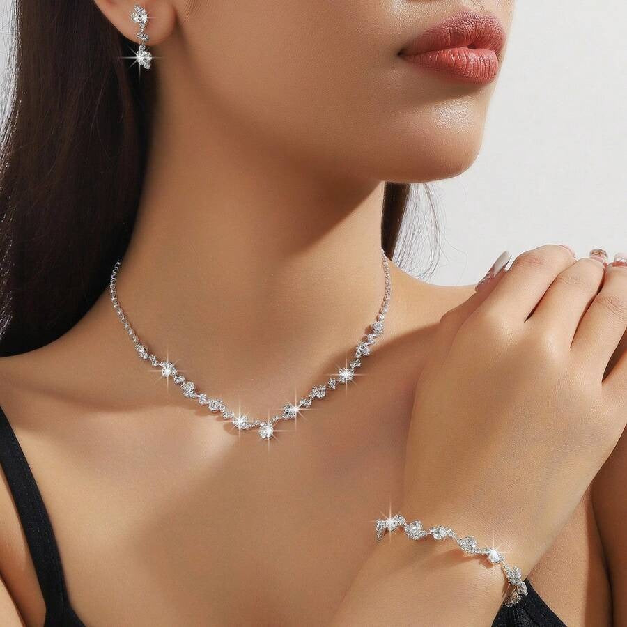 SHEIN مجموعة مجوهرات أنيقة مكونة من 4 قطع