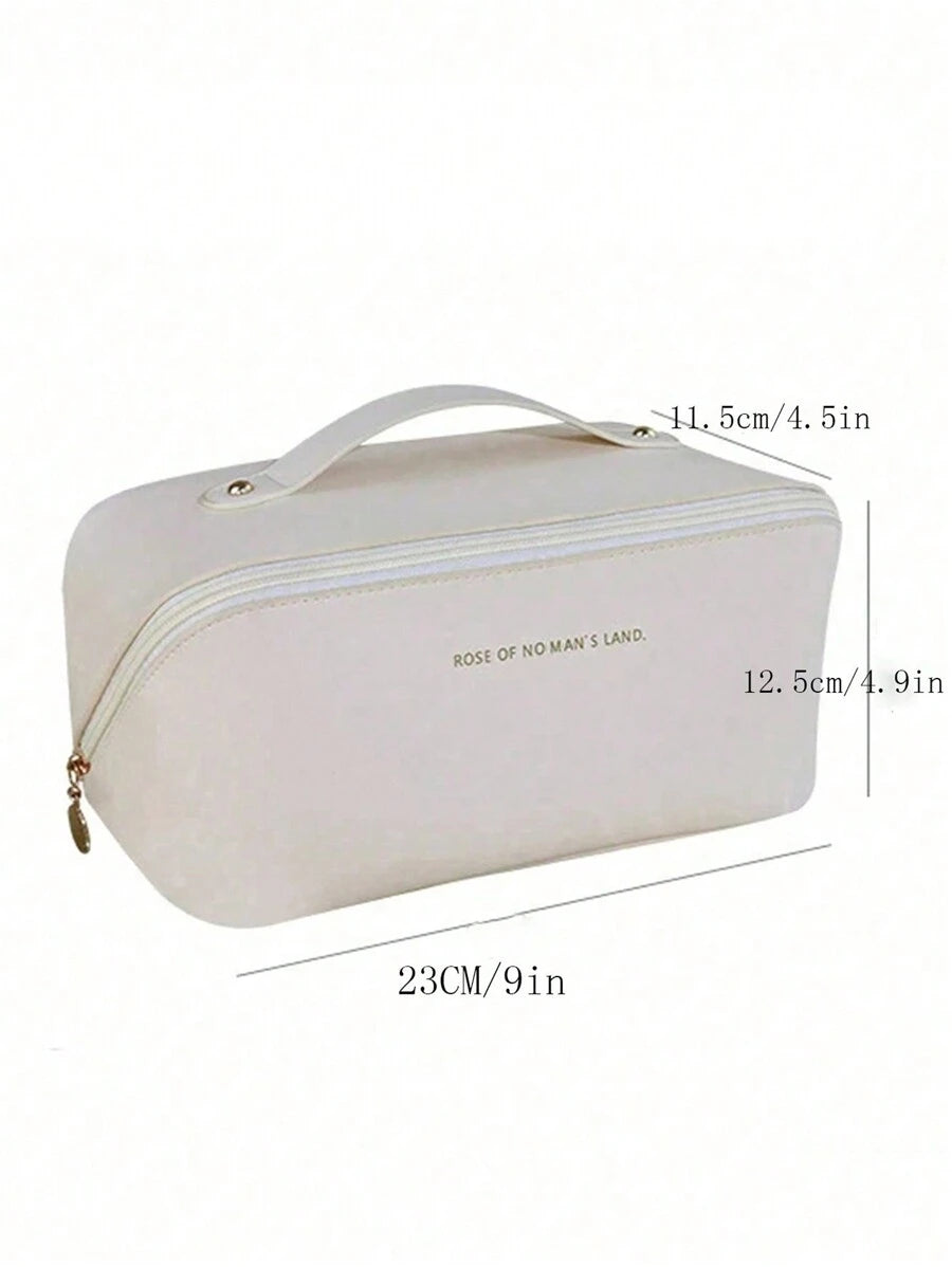 SHEIN حقيبة تجميل بسعة كبيرة باللون المشمشي