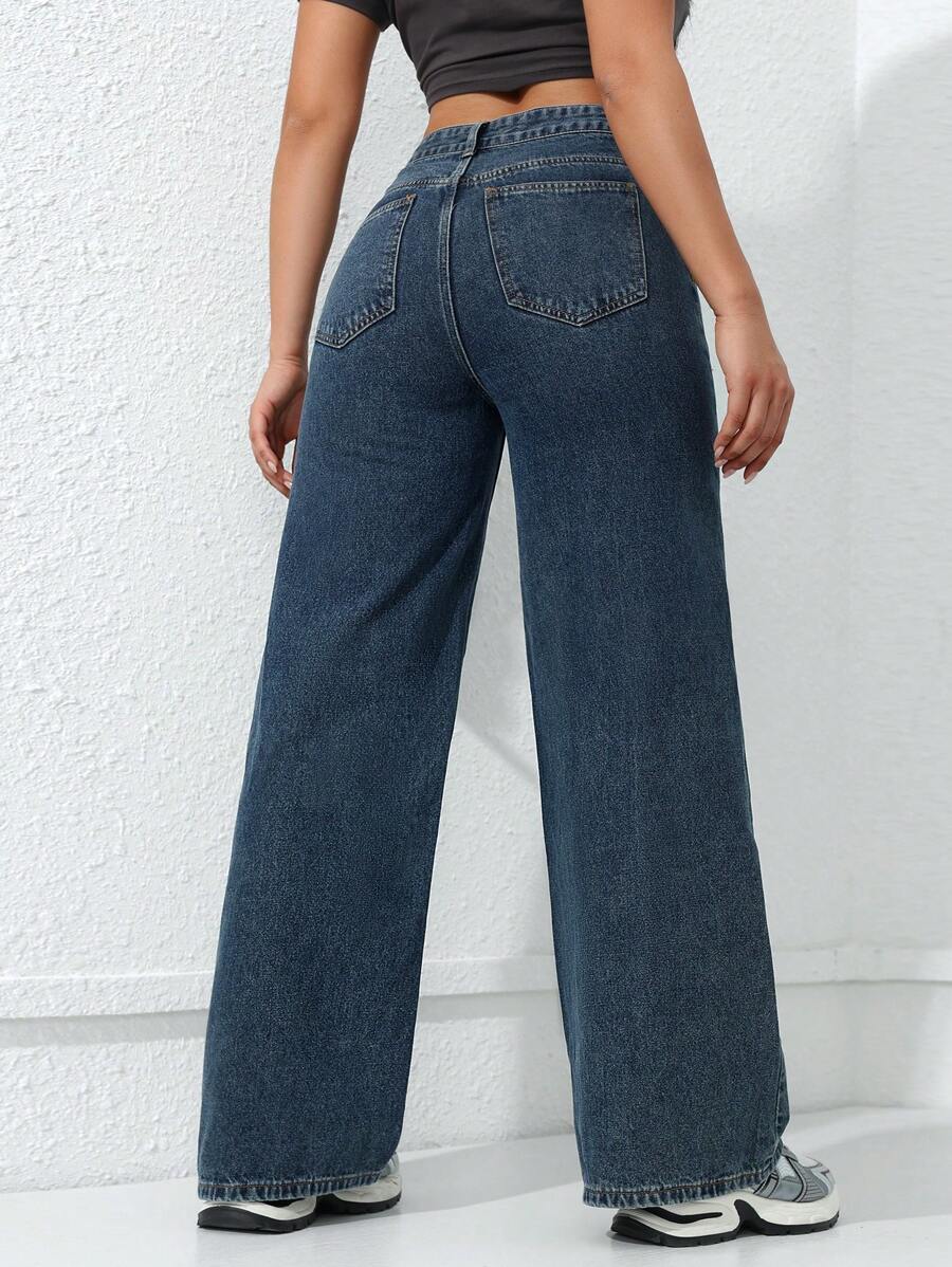 SHEIN ICON بنطلون جينز مستقيم عصري للسيدات