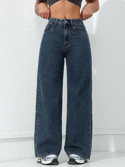 SHEIN ICON بنطلون جينز مستقيم عصري للسيدات