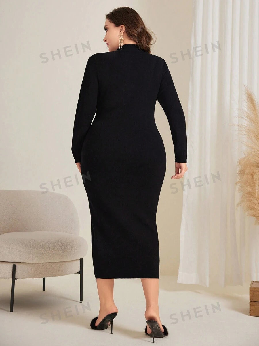 SHEIN Modely فستان كنزة بتفصيل لؤلؤ للمناسبات الخاصة