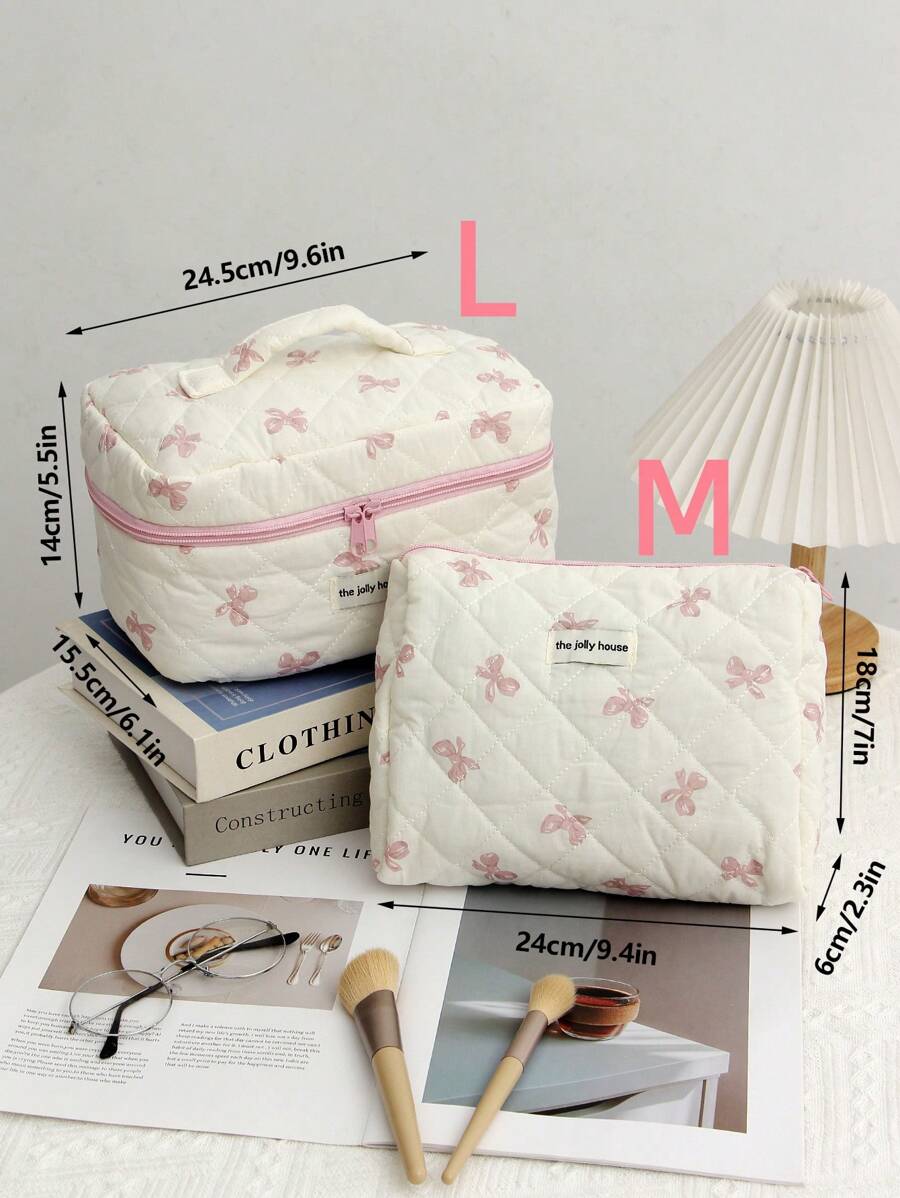 SHEIN حقائب مستحضرات تجميل مبطنة مطبوعة بالزهور
