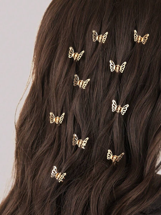 SHEIN طقم 10 مشابك شعر بشكل فراشة معدنية صغيرة