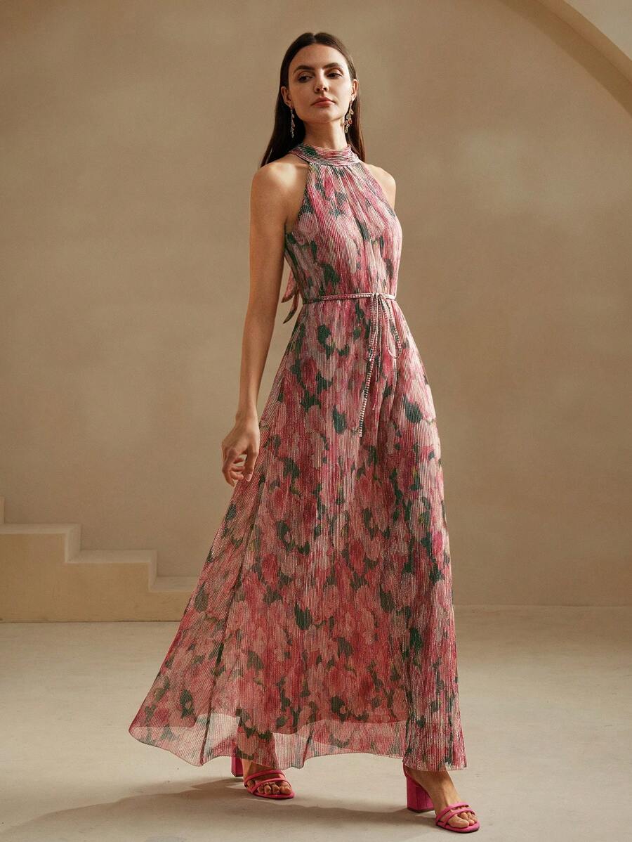 SHEIN X GALILEA Anewsta فستان وردي مطبوع بزهور