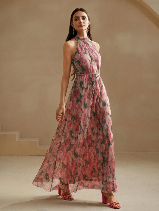 SHEIN X GALILEA Anewsta فستان وردي مطبوع بزهور