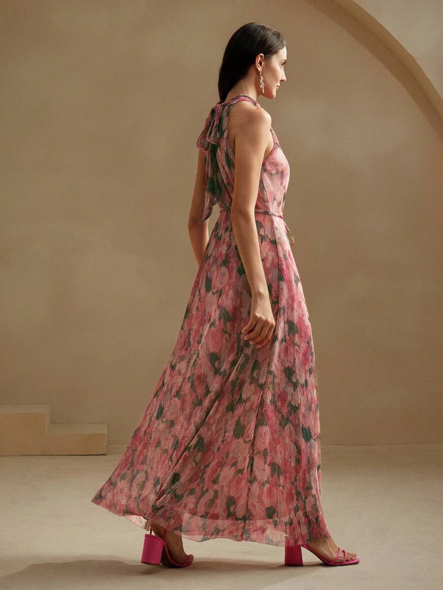 SHEIN X GALILEA Anewsta فستان وردي مطبوع بزهور