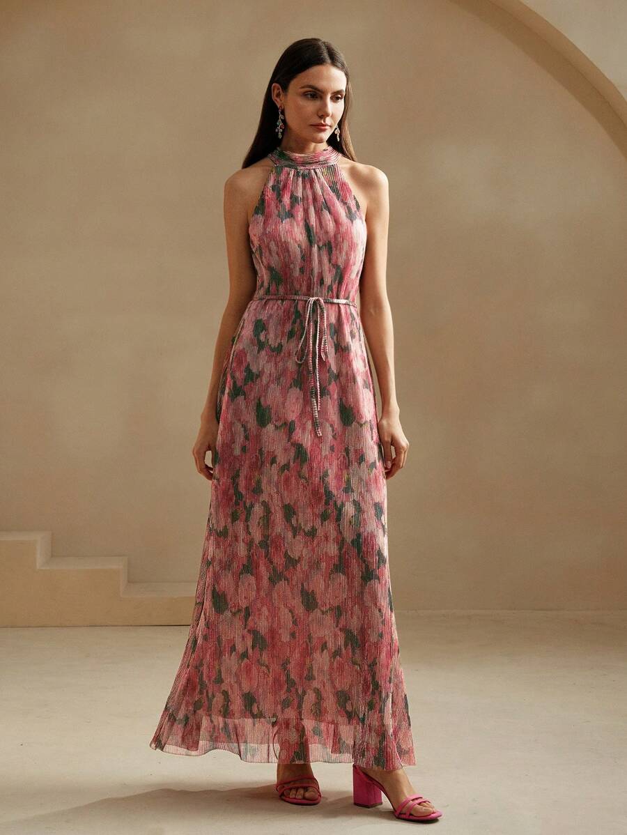 SHEIN X GALILEA Anewsta فستان وردي مطبوع بزهور