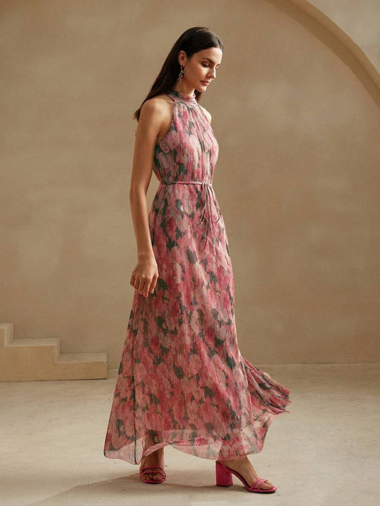 SHEIN X GALILEA Anewsta فستان وردي مطبوع بزهور