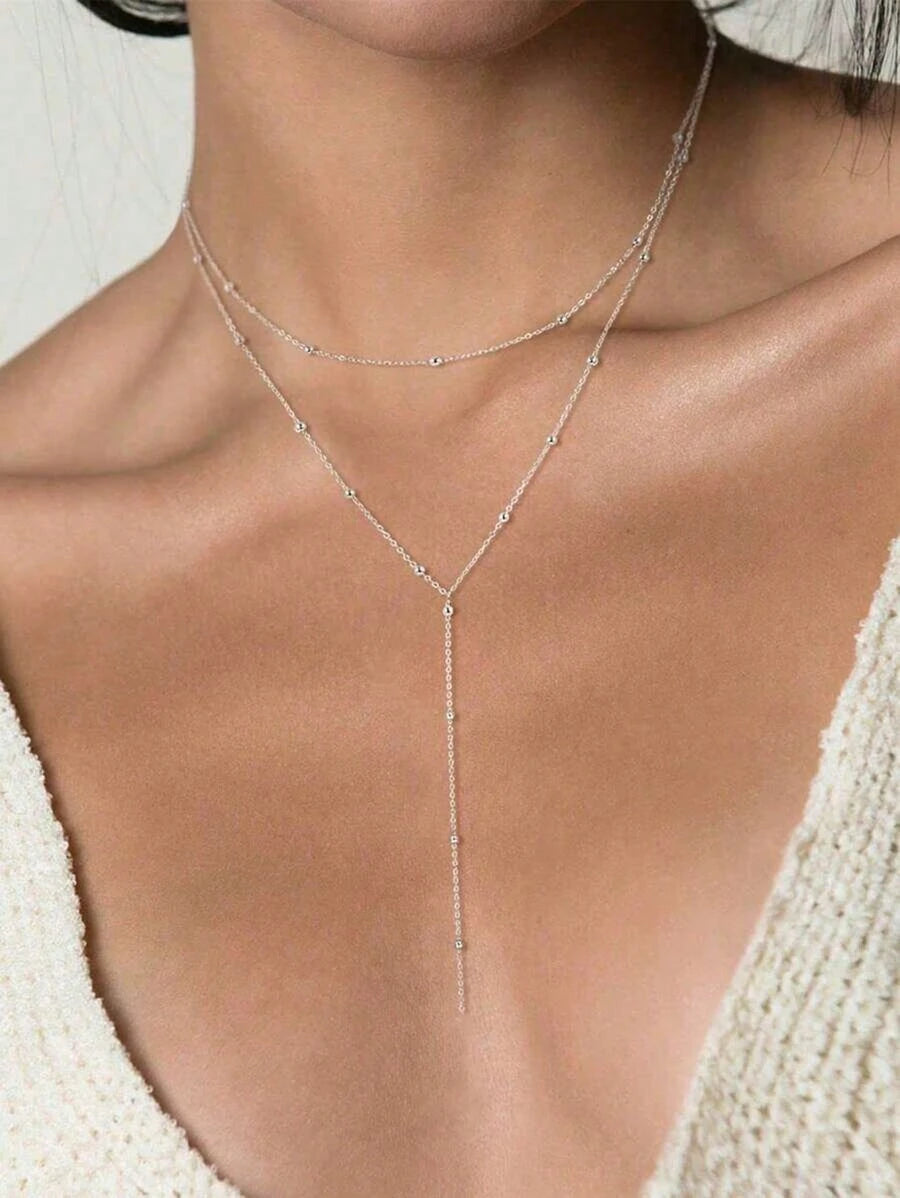 SHEIN  Yقلادة معدنية بطبقتين علي شكل