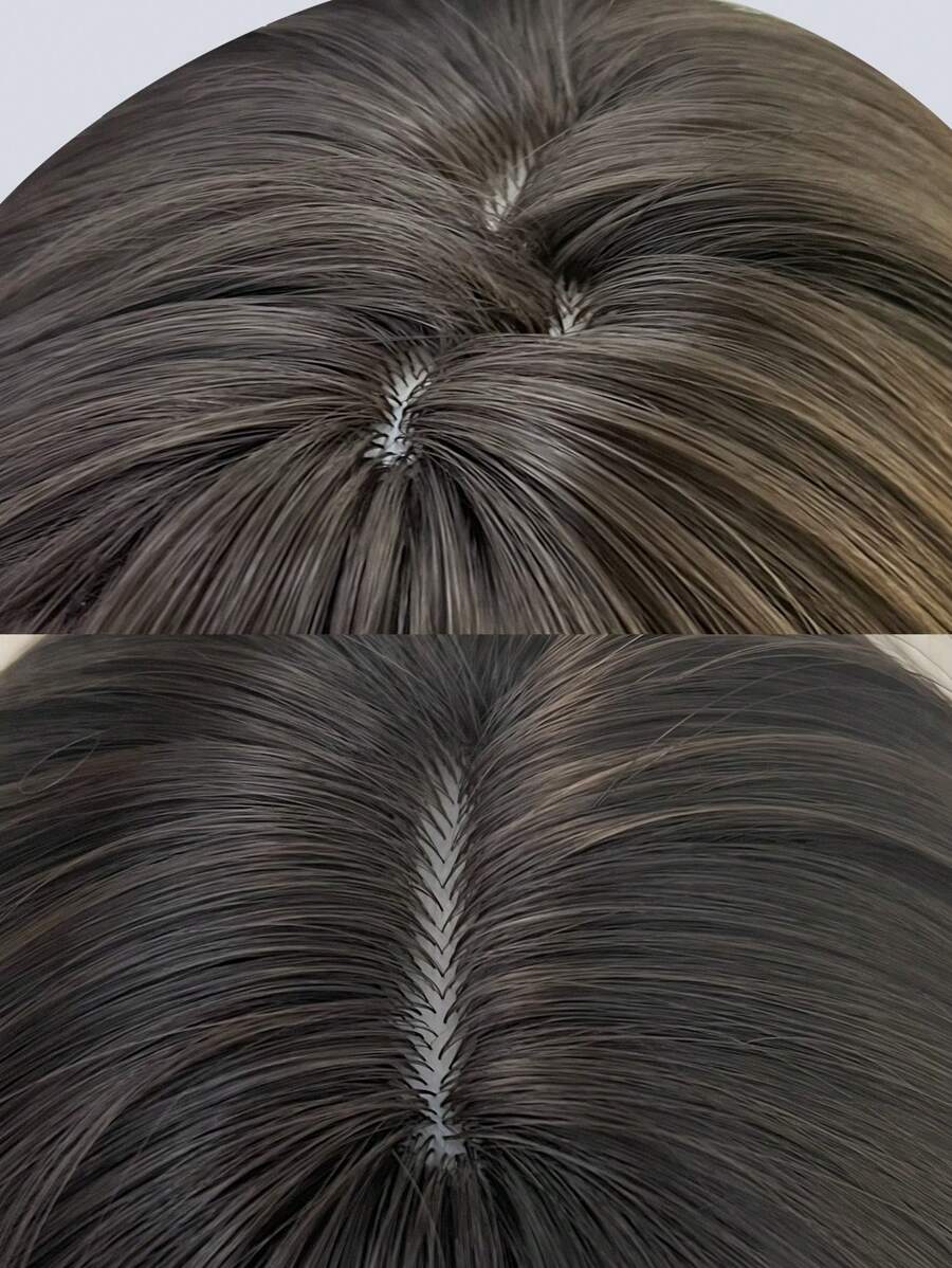 SHEIN شعر بني مستعار مستقيم 12 بوصة مقاوم للحرارة