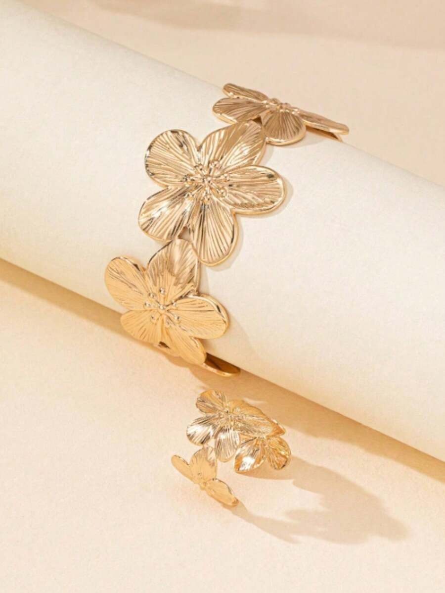 SHEIN طقم مجوهرات بتصميم الأزهار والأوراق