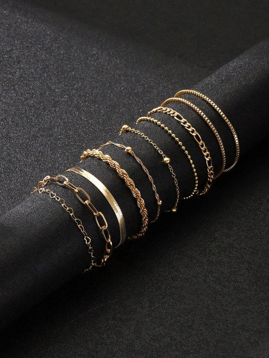 SHEIN طقم 10 أساور ضفيرة وثعبان كلاسيكية