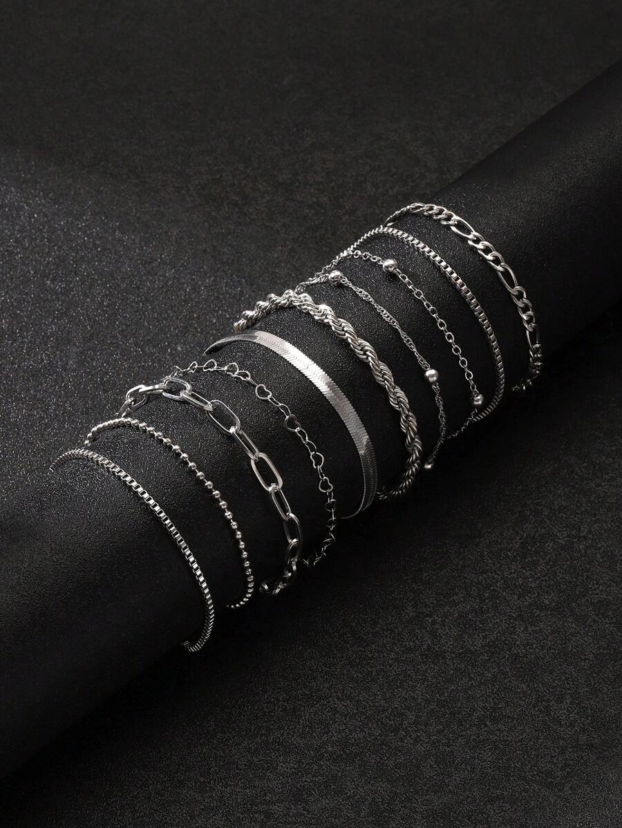 SHEIN طقم 10 أساور ضفيرة وثعبان كلاسيكية