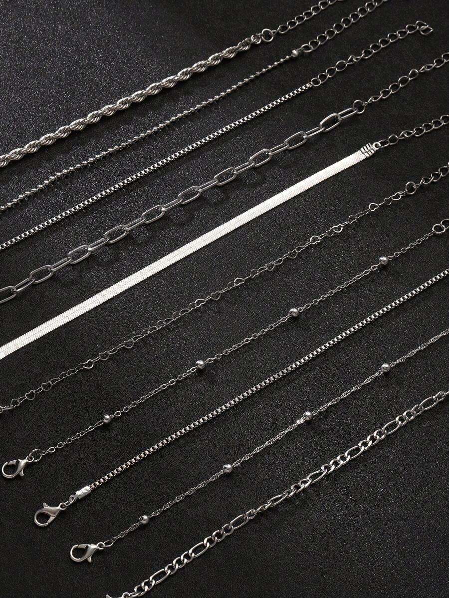 SHEIN طقم 10 أساور ضفيرة وثعبان كلاسيكية