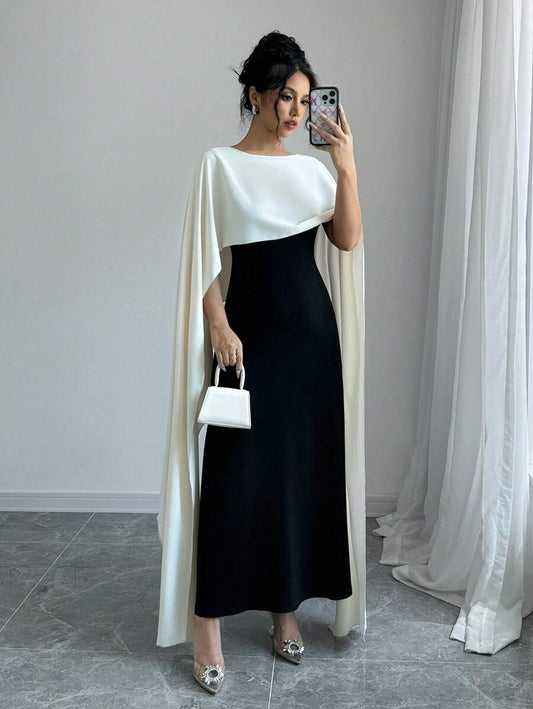 SHEIN Elenzga فستان ماكسي بياقة وأكمام خفافيش