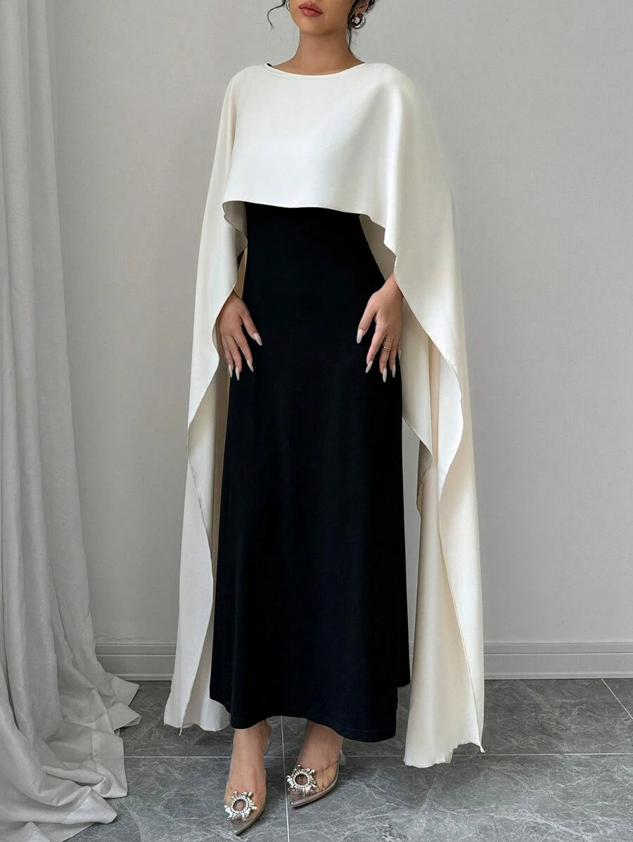 SHEIN Elenzga فستان ماكسي بياقة وأكمام خفافيش