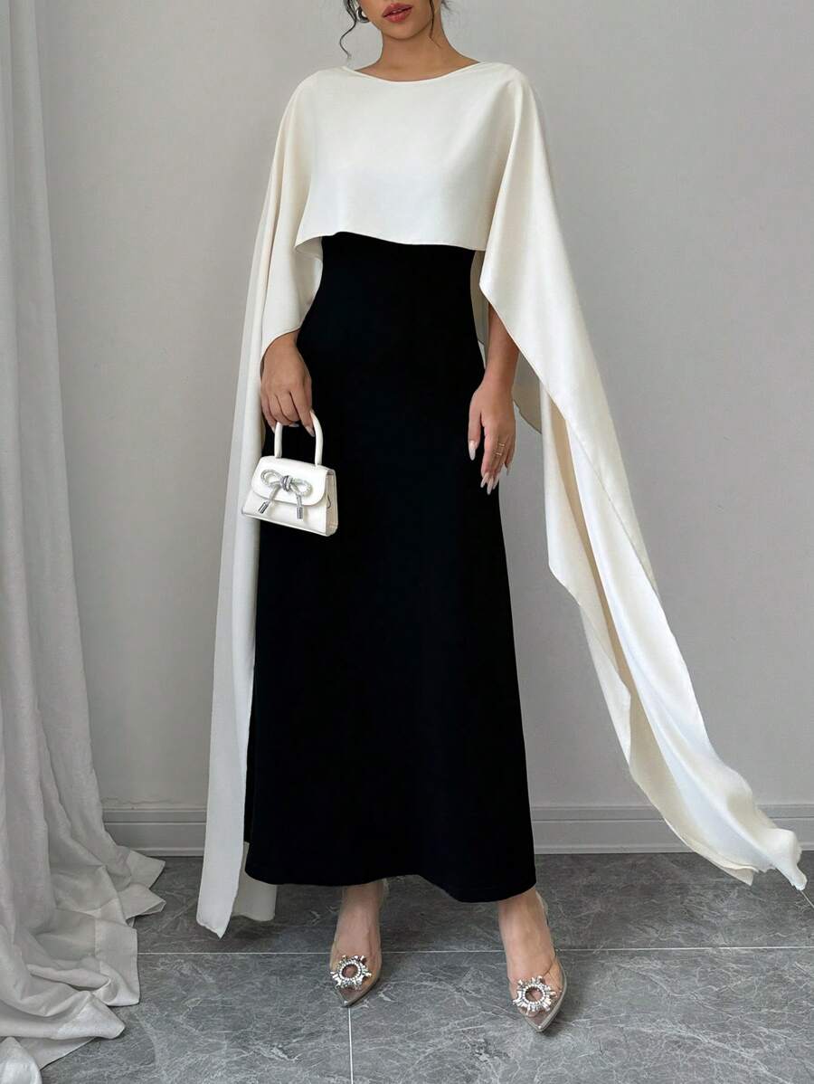 SHEIN Elenzga فستان ماكسي بياقة وأكمام خفافيش