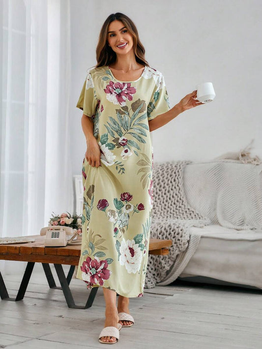 SHEIN Serenescape قميص نوم رخو وأنيق بقصة فضفاضة بطبعة زهرية