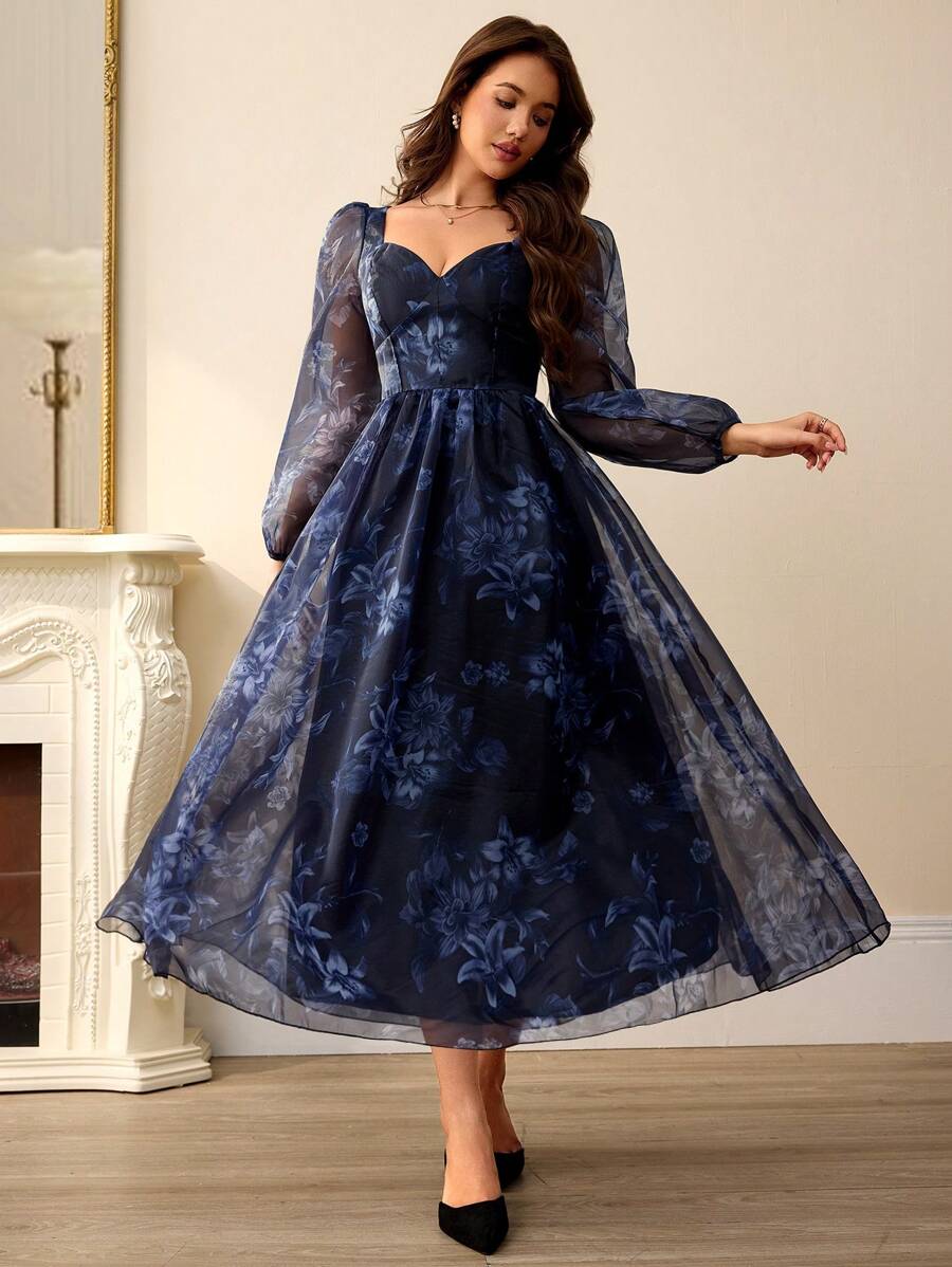 SHEIN Aveloria Rosie فستان منفوش بأزهار